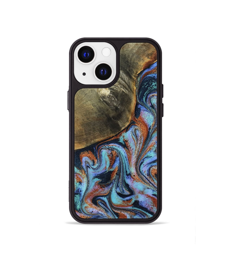iPhone 13 mini Wood Phone Case - Dallas (Teal & Gold, 800431)