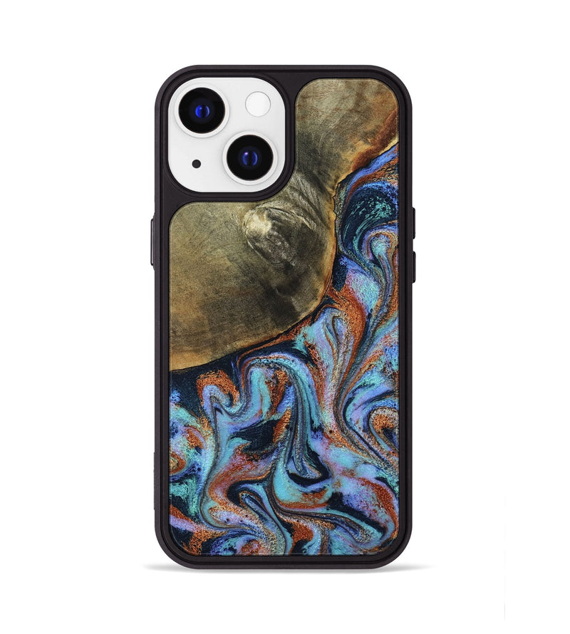 iPhone 13 Wood Phone Case - Dallas (Teal & Gold, 800431)