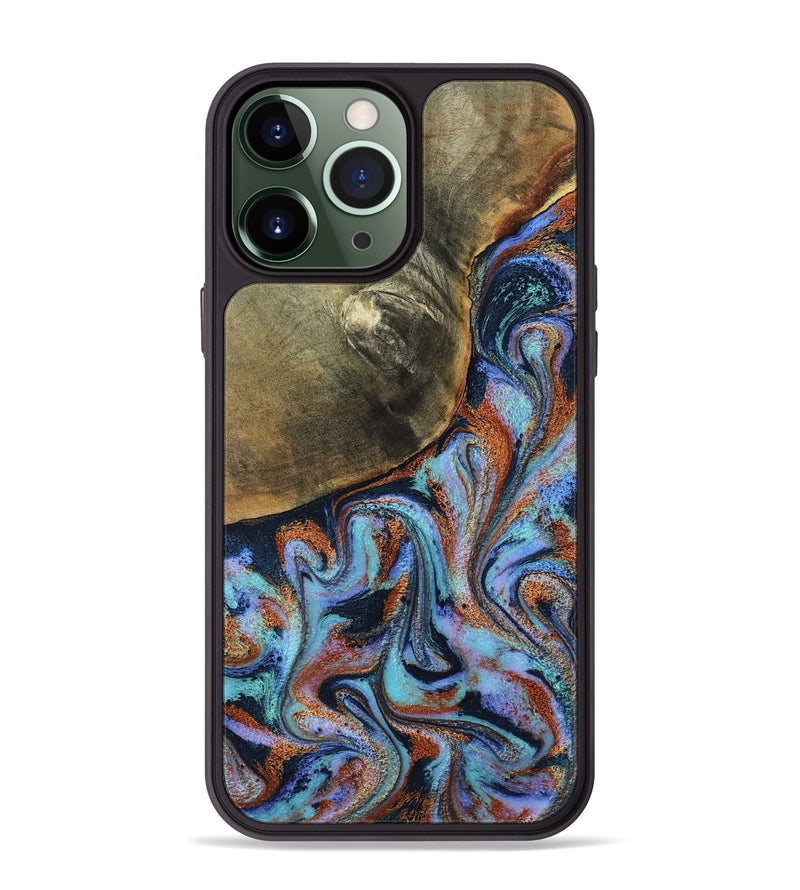 iPhone 13 Pro Max Wood Phone Case - Dallas (Teal & Gold, 800431)