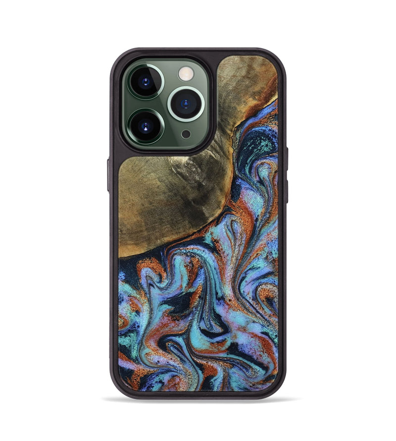 iPhone 13 Pro Wood Phone Case - Dallas (Teal & Gold, 800431)