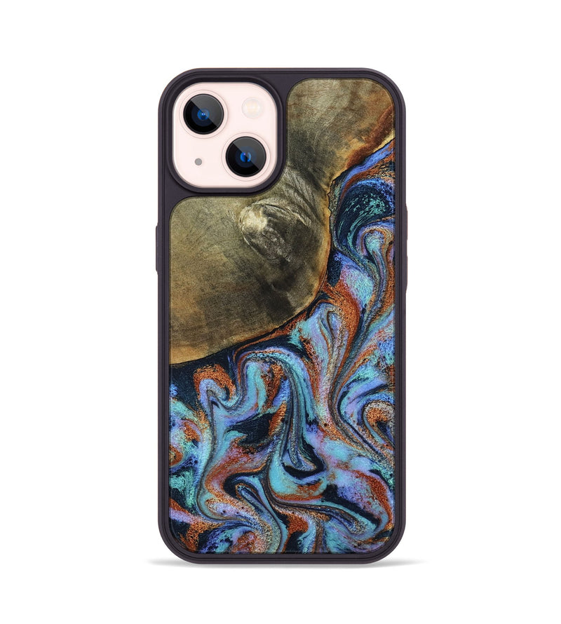 iPhone 14 Wood Phone Case - Dallas (Teal & Gold, 800431)