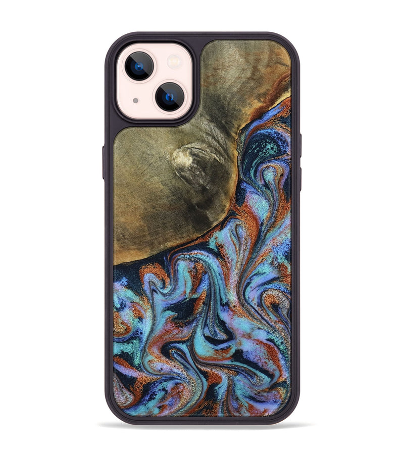 iPhone 14 Plus Wood Phone Case - Dallas (Teal & Gold, 800431)
