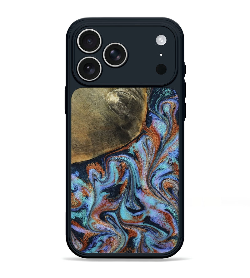 iPhone 17 Pro Max Wood Phone Case - Dallas (Teal & Gold, 800431)