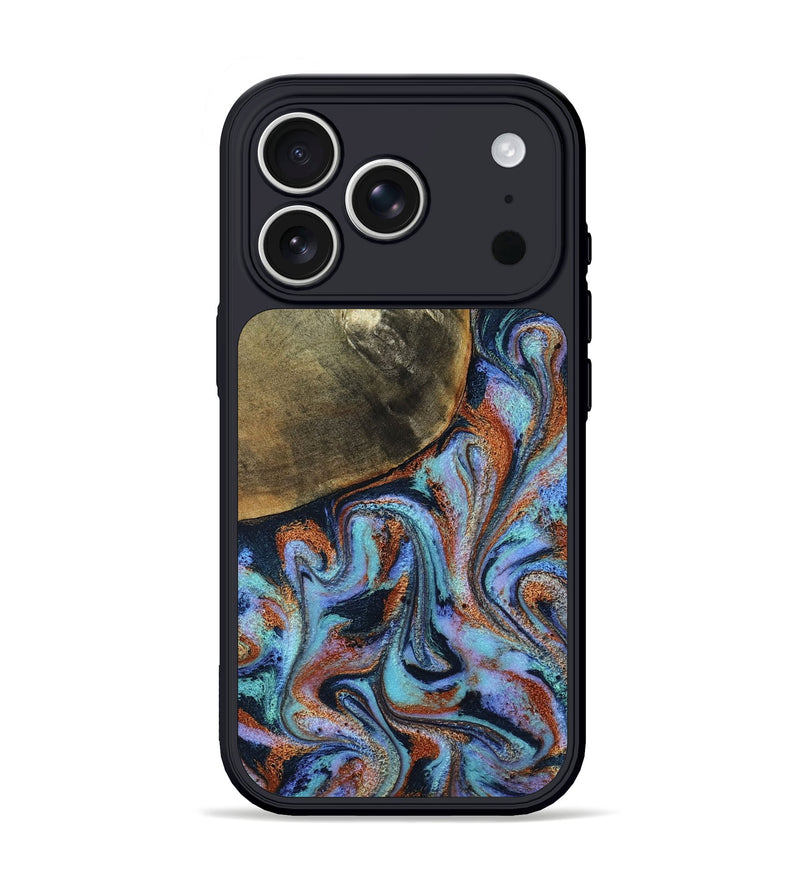 iPhone 17 Pro Wood Phone Case - Dallas (Teal & Gold, 800431)