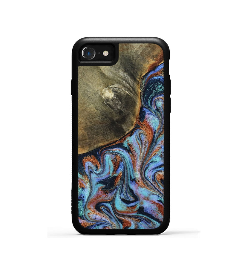 iPhone SE Wood Phone Case - Dallas (Teal & Gold, 800431)