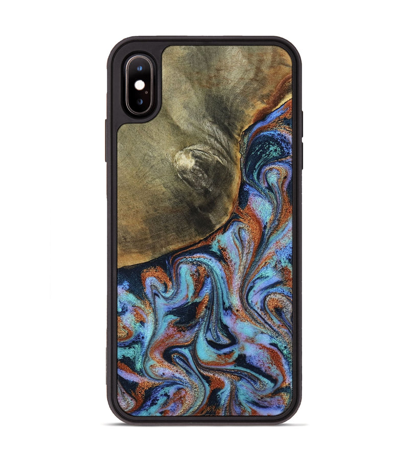iPhone Xs Max Wood Phone Case - Dallas (Teal & Gold, 800431)