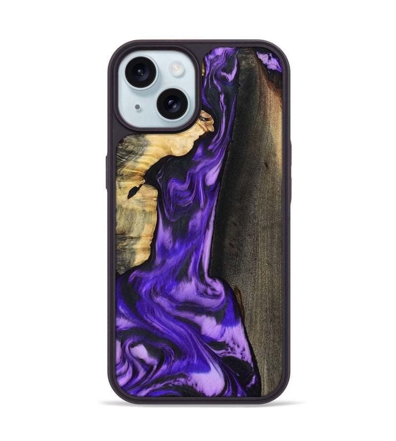 iPhone 15 Wood Phone Case - Casey (Purple, 800433)
