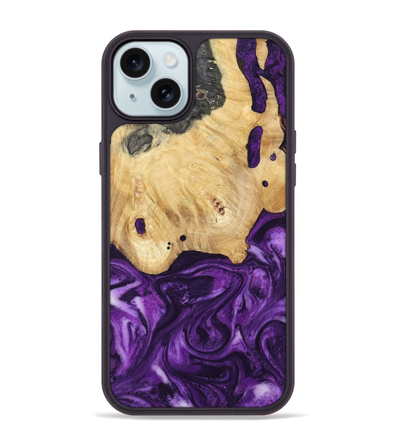 iPhone 15 Plus Wood Phone Case - Sadye (Purple, 800435)
