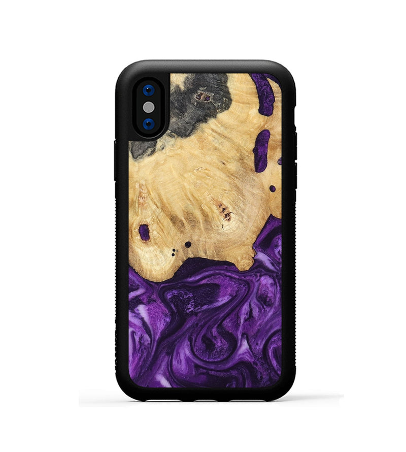 iPhone Xs Wood Phone Case - Sadye (Purple, 800435)