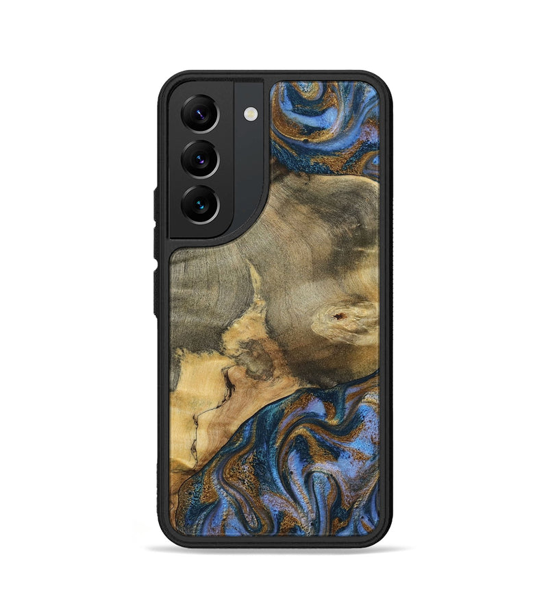 Galaxy S22 Wood Phone Case - Jaidyn (Teal & Gold, 800446)
