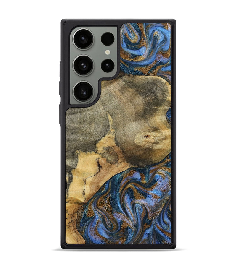 Galaxy S24 Ultra Wood Phone Case - Jaidyn (Teal & Gold, 800446)