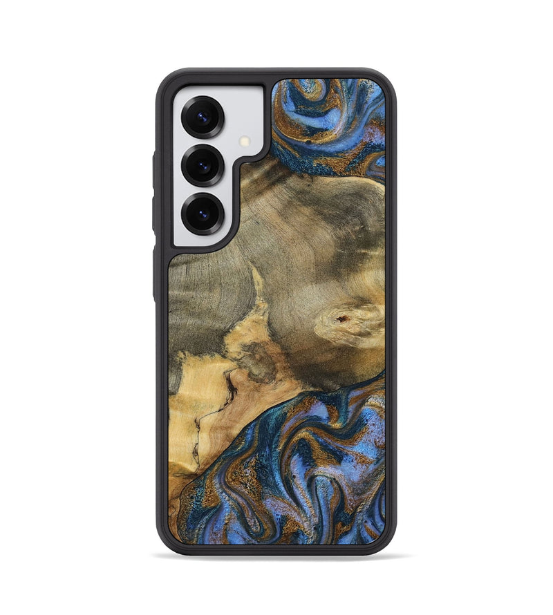Galaxy S25 Wood Phone Case - Jaidyn (Teal & Gold, 800446)