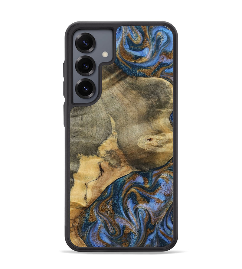 Galaxy S25 Plus Wood Phone Case - Jaidyn (Teal & Gold, 800446)