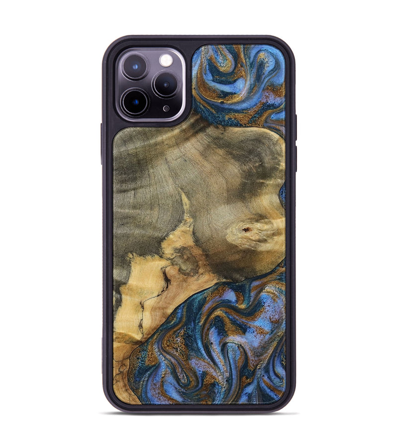 iPhone 11 Pro Max Wood Phone Case - Jaidyn (Teal & Gold, 800446)