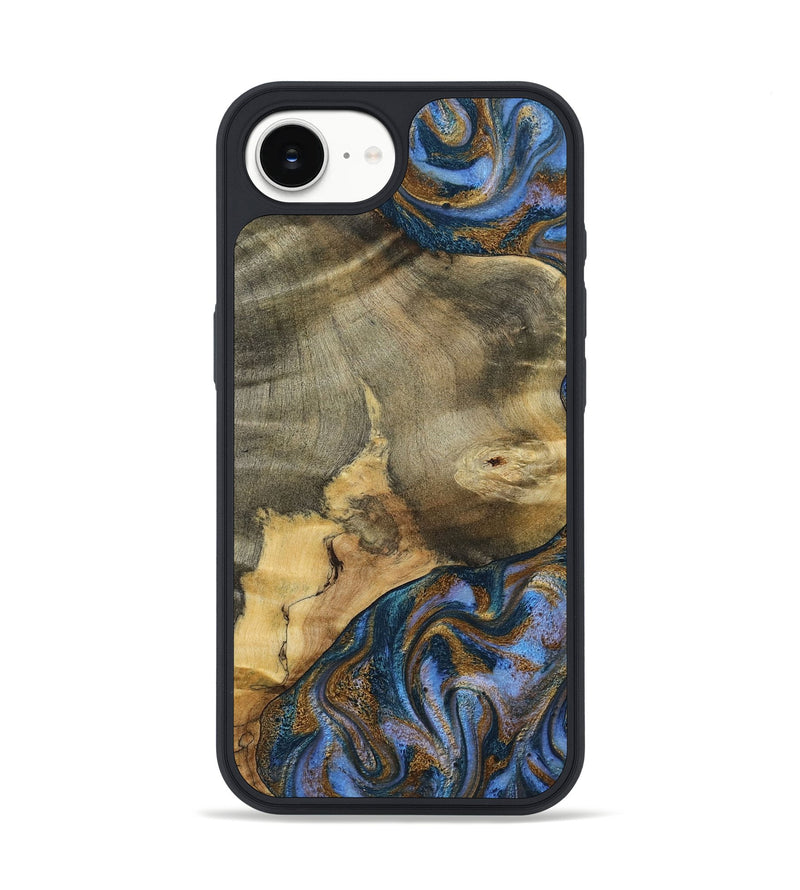 iPhone 16e Wood Phone Case - Jaidyn (Teal & Gold, 800446)