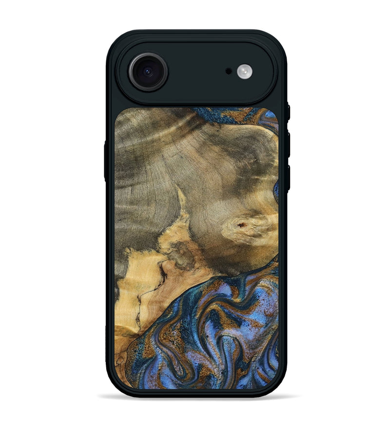 iPhone 17 Air Wood Phone Case - Jaidyn (Teal & Gold, 800446)