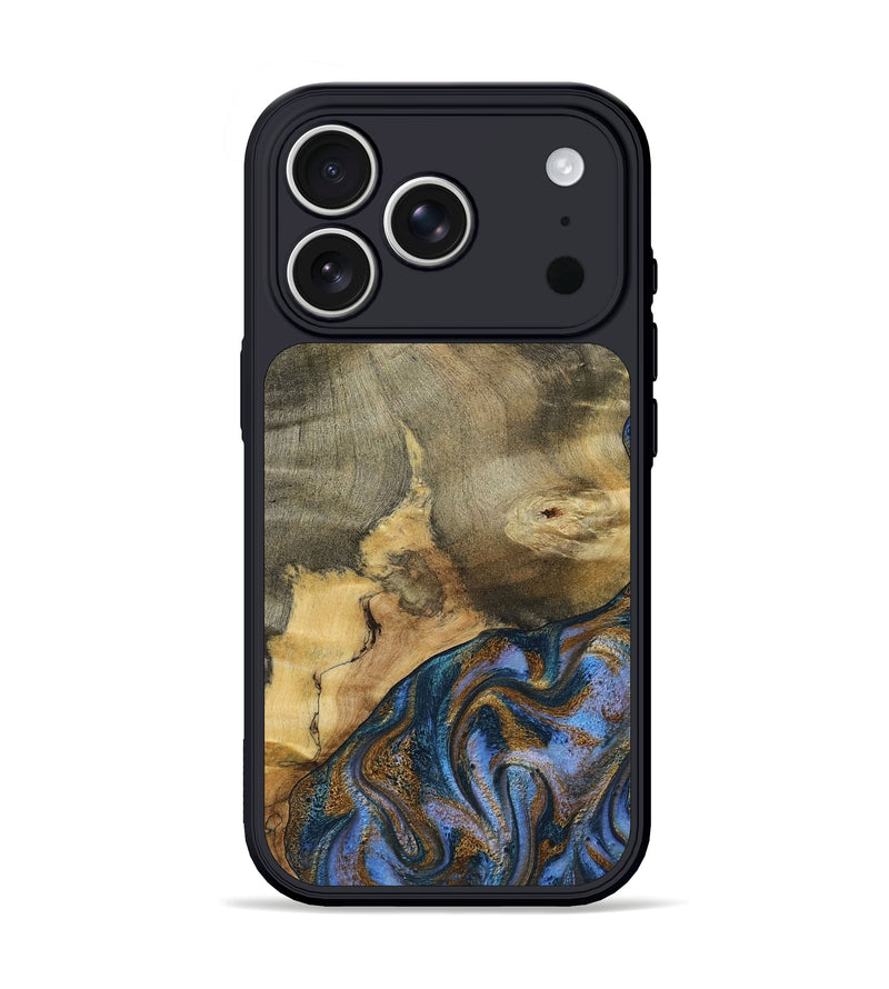 iPhone 17 Pro Wood Phone Case - Jaidyn (Teal & Gold, 800446)