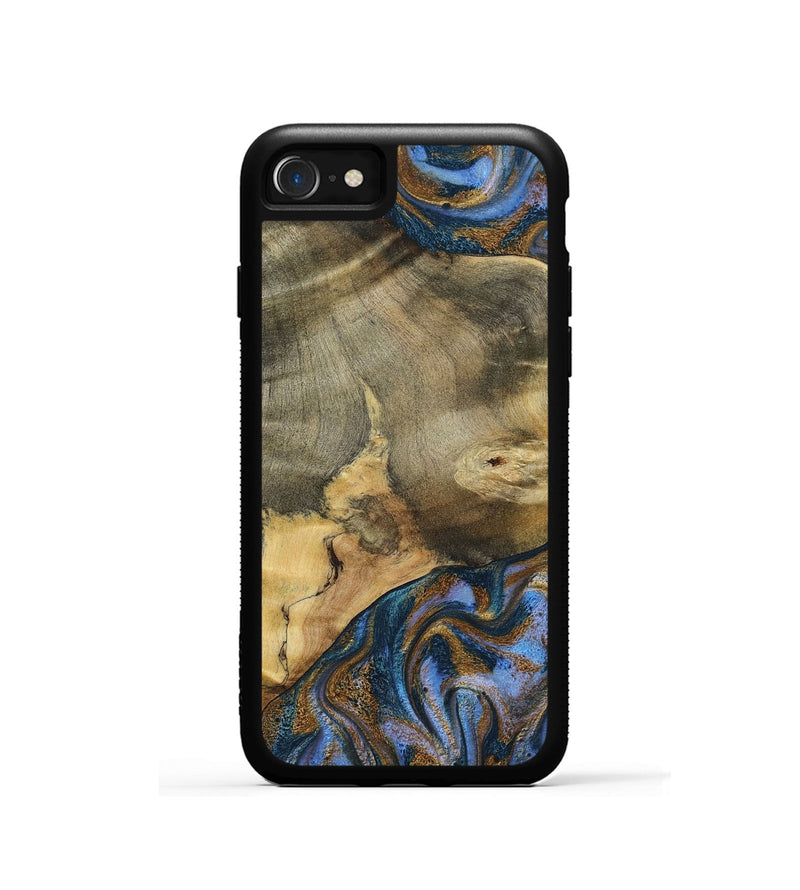 iPhone SE Wood Phone Case - Jaidyn (Teal & Gold, 800446)
