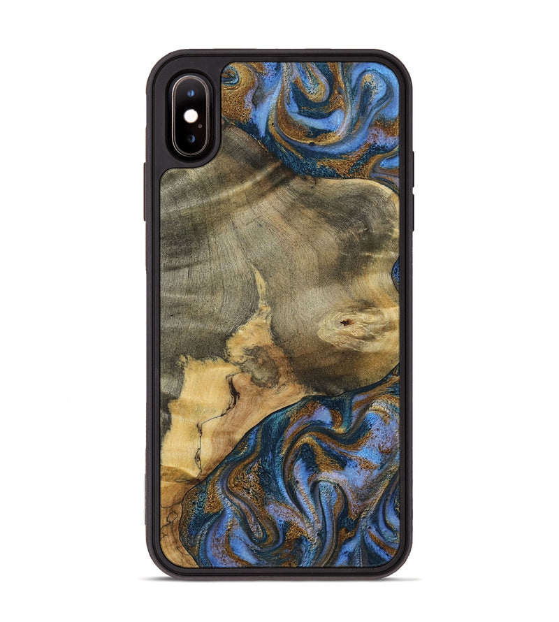 iPhone Xs Max Wood Phone Case - Jaidyn (Teal & Gold, 800446)