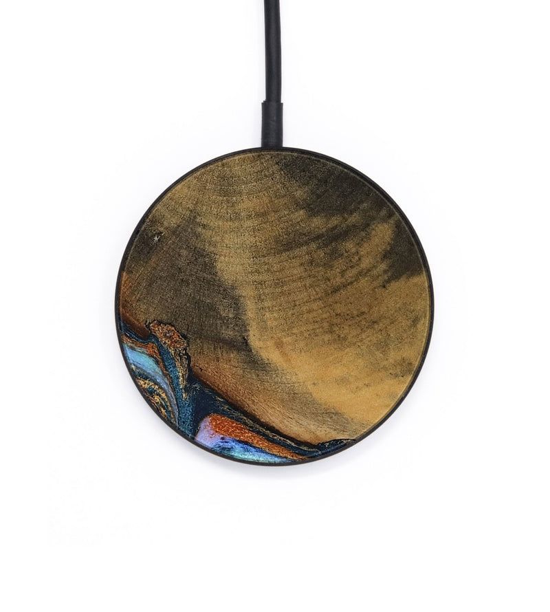 Circle Wood Wireless Charger - Retha (Teal & Gold, 800452)