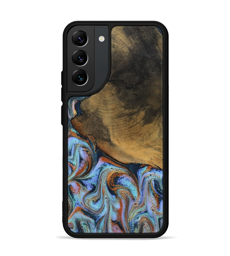 Galaxy S22 Plus Wood Phone Case - Retha (Teal & Gold, 800452)