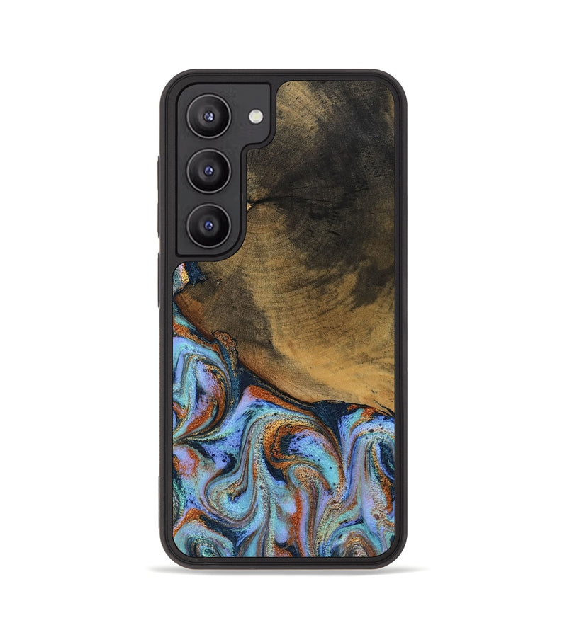 Galaxy S23 Wood Phone Case - Retha (Teal & Gold, 800452)