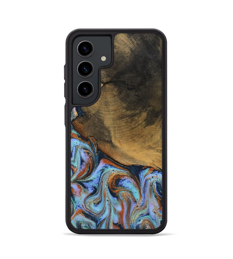 Galaxy S24 Wood Phone Case - Retha (Teal & Gold, 800452)