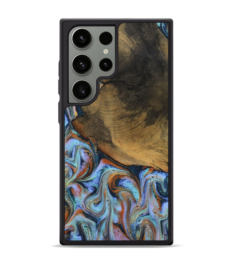 Galaxy S24 Ultra Wood Phone Case - Retha (Teal & Gold, 800452)
