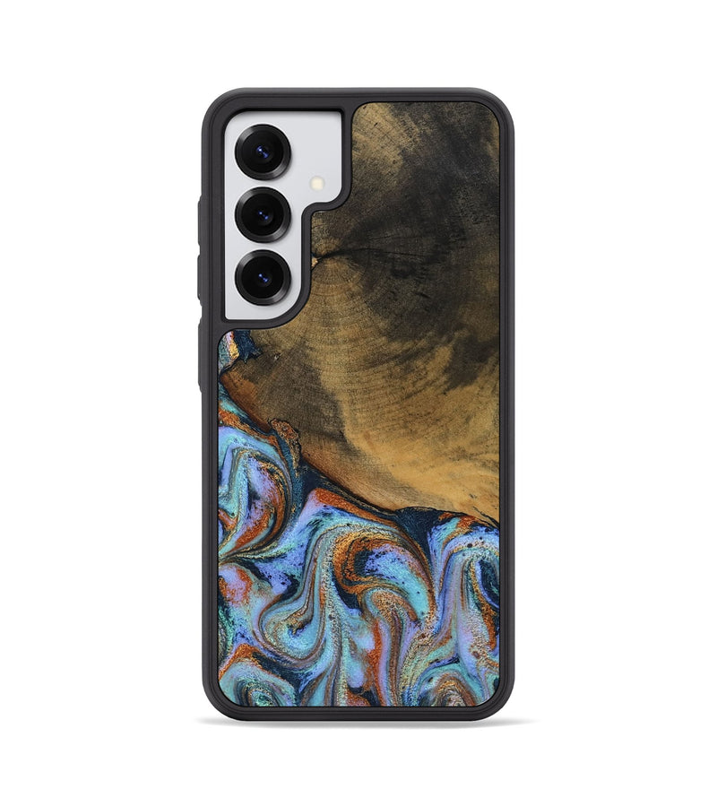 Galaxy S25 Wood Phone Case - Retha (Teal & Gold, 800452)