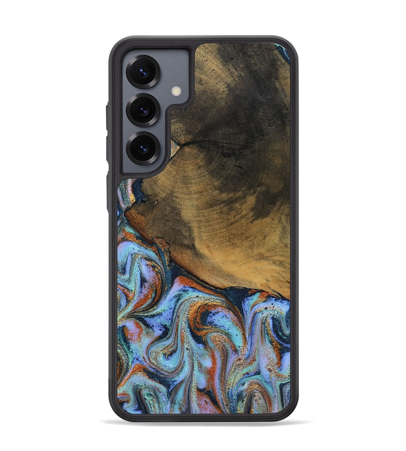 Galaxy S25 Plus Wood Phone Case - Retha (Teal & Gold, 800452)