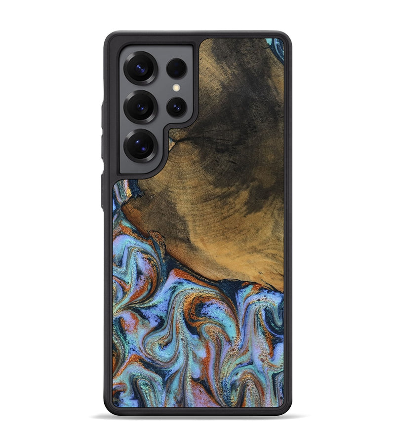 Galaxy S25 Ultra Wood Phone Case - Retha (Teal & Gold, 800452)
