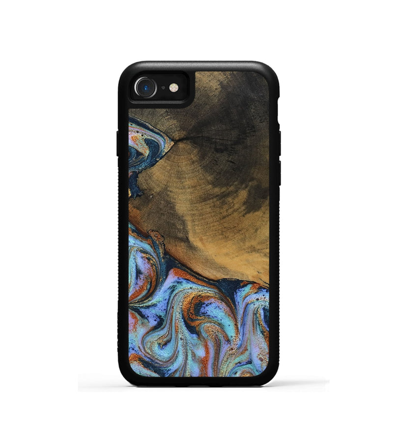 iPhone SE Wood Phone Case - Retha (Teal & Gold, 800452)