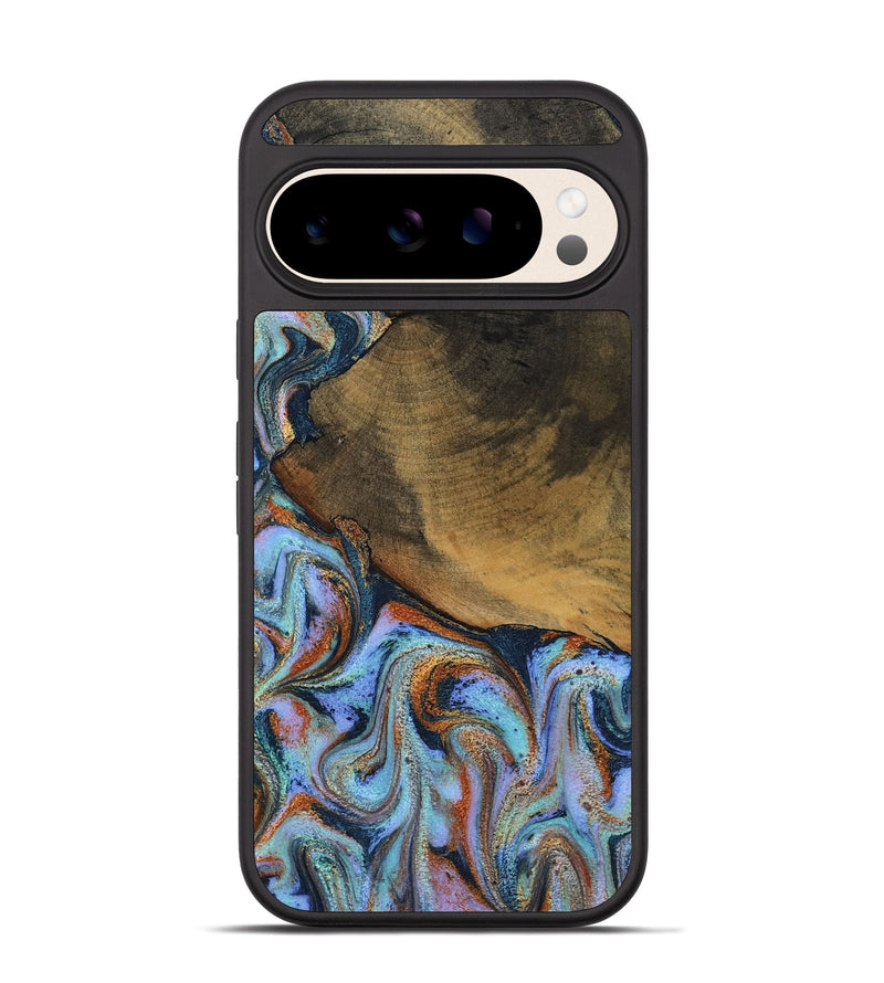 Pixel 10 Wood Phone Case - Retha (Teal & Gold, 800452)