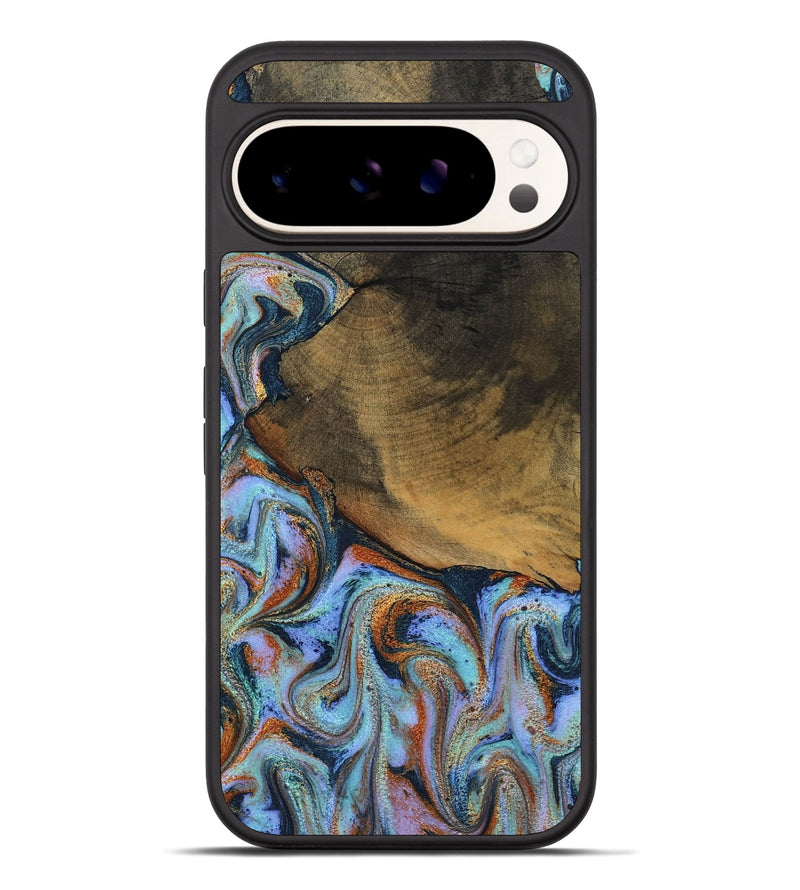 Pixel 10 Pro XL Wood Phone Case - Retha (Teal & Gold, 800452)