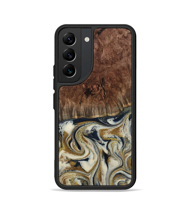Galaxy S22 Wood Phone Case - Noel (Teal & Gold, 800454)