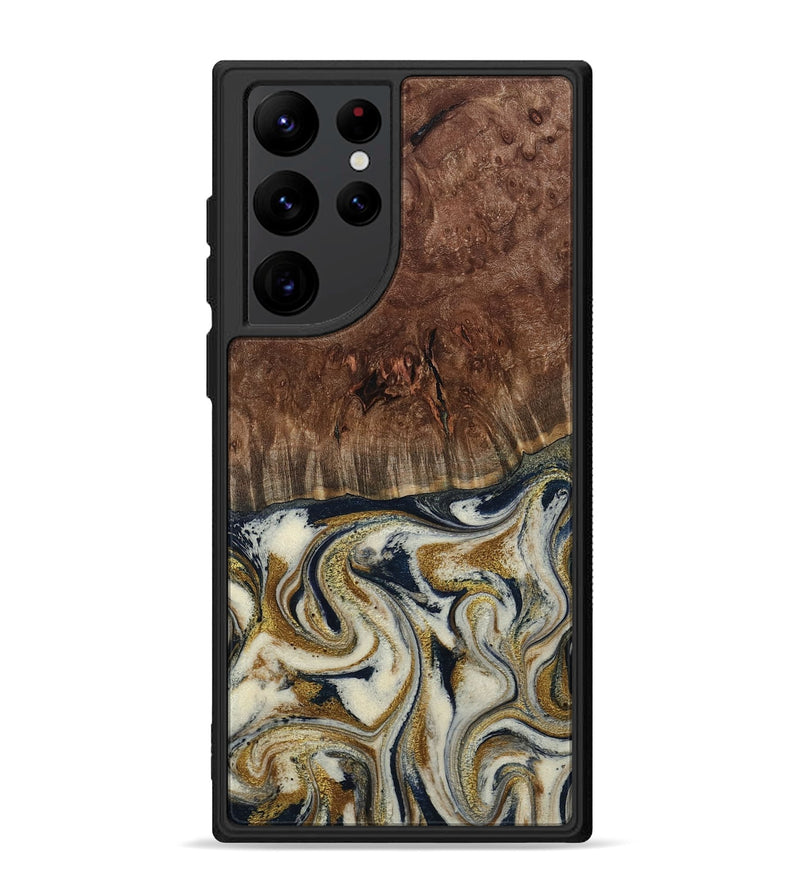 Galaxy S22 Ultra Wood Phone Case - Noel (Teal & Gold, 800454)