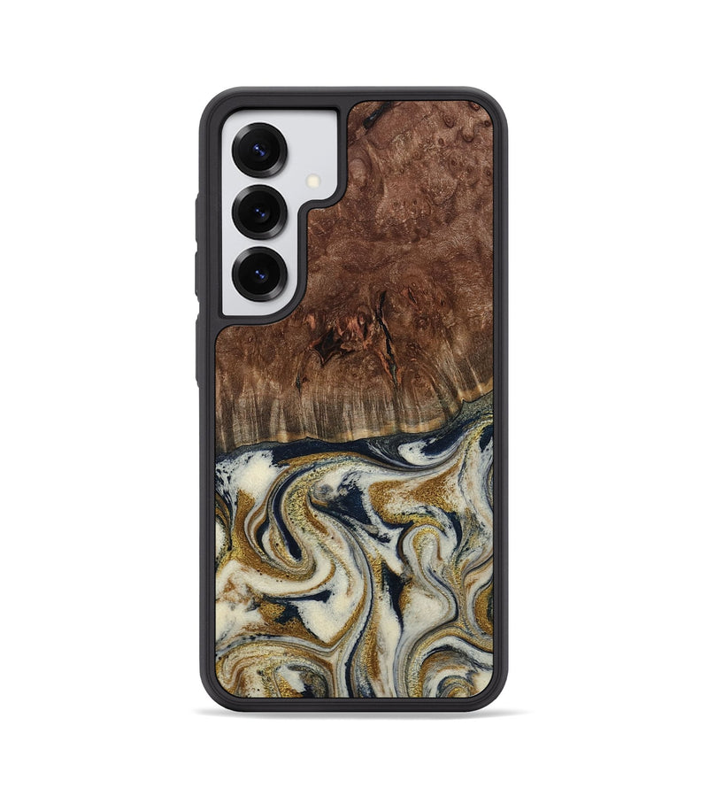 Galaxy S25 Wood Phone Case - Noel (Teal & Gold, 800454)