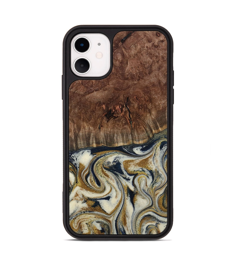 iPhone 11 Wood Phone Case - Noel (Teal & Gold, 800454)
