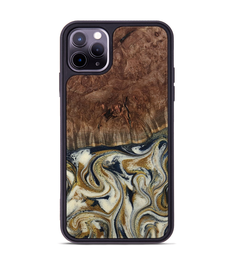 iPhone 11 Pro Max Wood Phone Case - Noel (Teal & Gold, 800454)