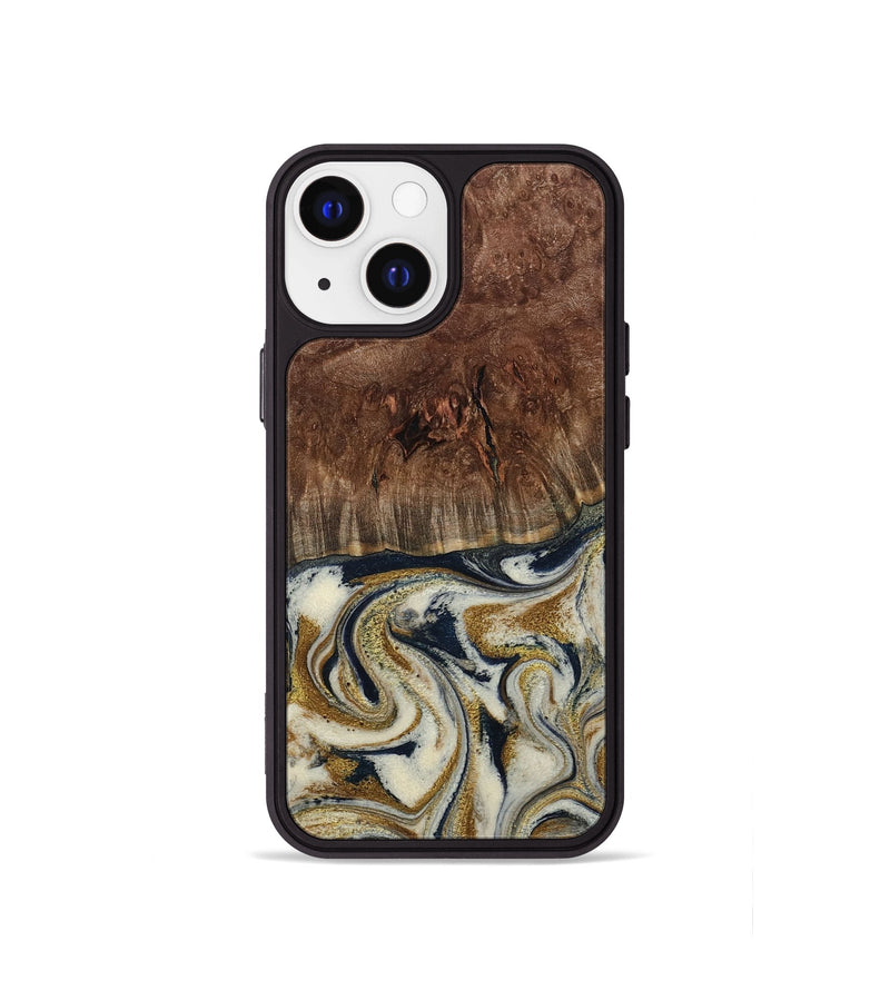 iPhone 13 mini Wood Phone Case - Noel (Teal & Gold, 800454)