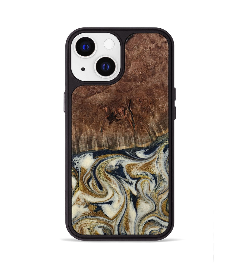 iPhone 13 Wood Phone Case - Noel (Teal & Gold, 800454)