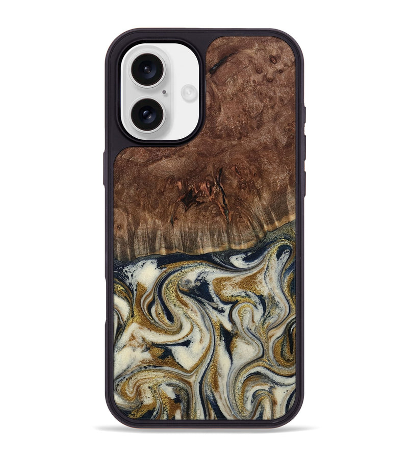 iPhone 16 Plus Wood Phone Case - Noel (Teal & Gold, 800454)