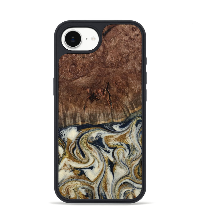 iPhone 16e Wood Phone Case - Noel (Teal & Gold, 800454)