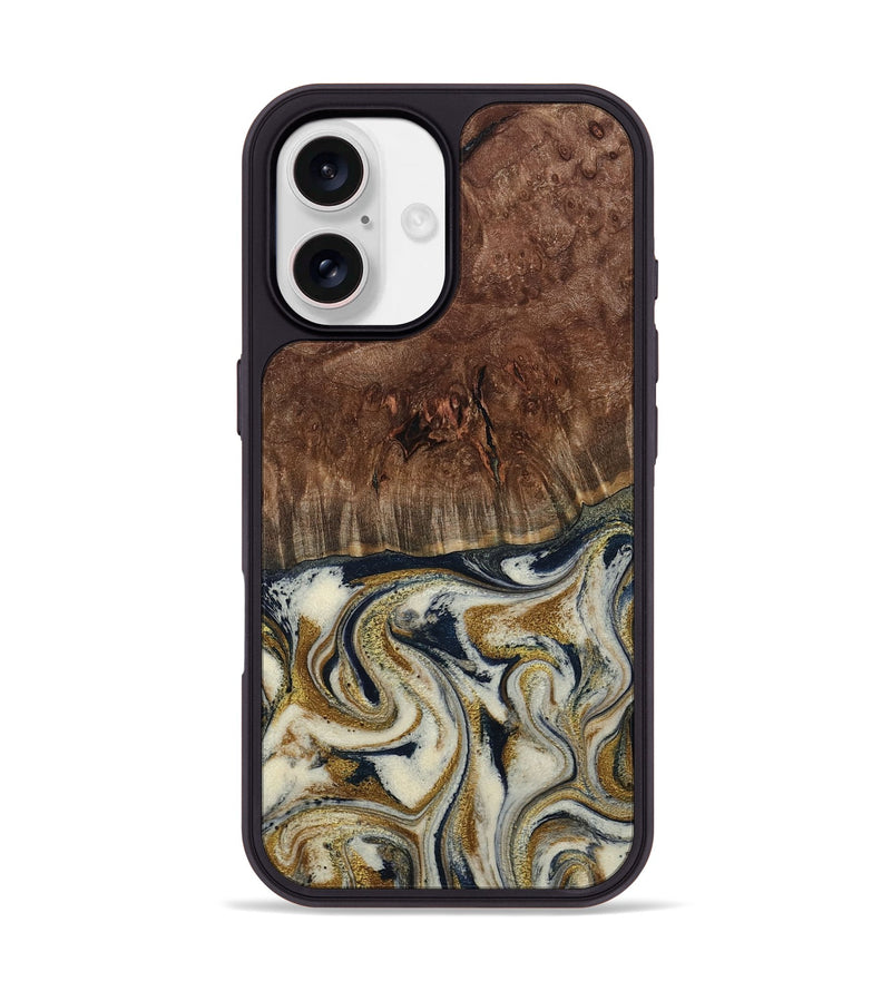iPhone 17 Wood Phone Case - Noel (Teal & Gold, 800454)