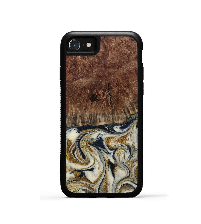 iPhone SE Wood Phone Case - Noel (Teal & Gold, 800454)