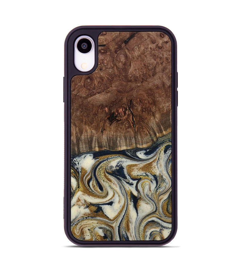 iPhone Xr Wood Phone Case - Noel (Teal & Gold, 800454)
