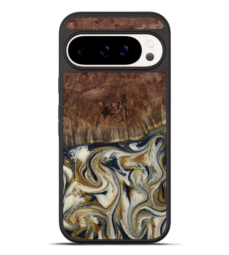 Pixel 10 Pro XL Wood Phone Case - Noel (Teal & Gold, 800454)