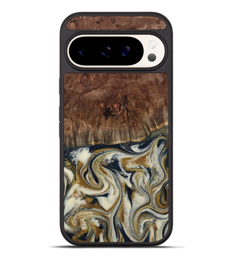 Pixel 9 Pro XL Wood Phone Case - Noel (Teal & Gold, 800454)