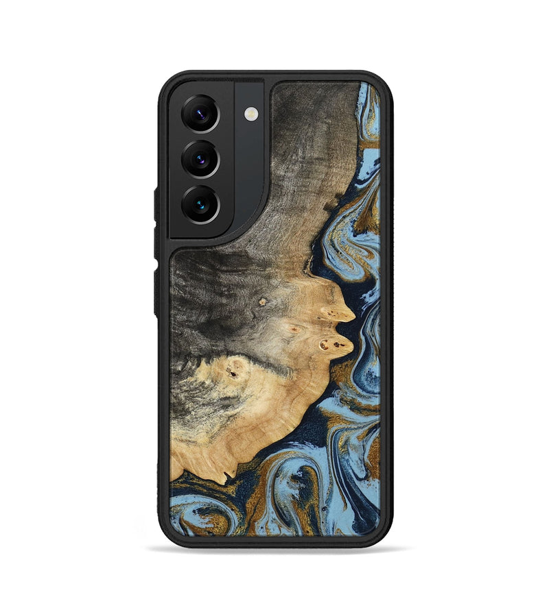 Galaxy S22 Wood Phone Case - Letha (Teal & Gold, 800458)