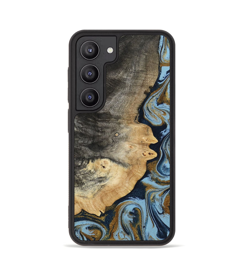 Galaxy S23 Wood Phone Case - Letha (Teal & Gold, 800458)